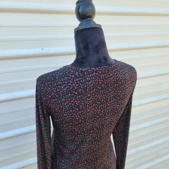 Michael Kors Women Faux Wrap Peplum Elastic Waist Stretch Jersey Top Black Red M - Picture 8 of 9